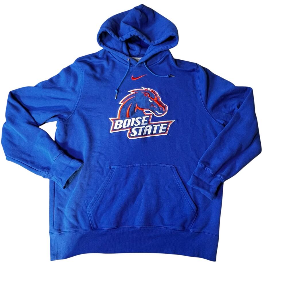 NIKE BOISE STATE NCAA CENTER SWOOSH BLUE EMBROIDERED HOODIE SWEATSHIRT MEN XL